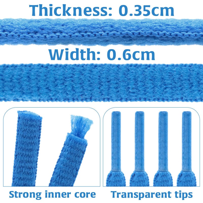 DELELE 2Pair Oval Shoes laces 42 Colors Half Round 1/4" Athletic ShoeLaces for Sport/Running Shoes Shoe Strings Baby Blue -45 inch - Image 3